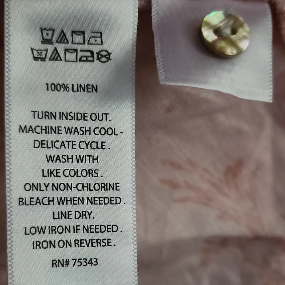 Cynthia Rowley 100% Linen Button Down Tropical Print Shirt - Picture 6 of 14